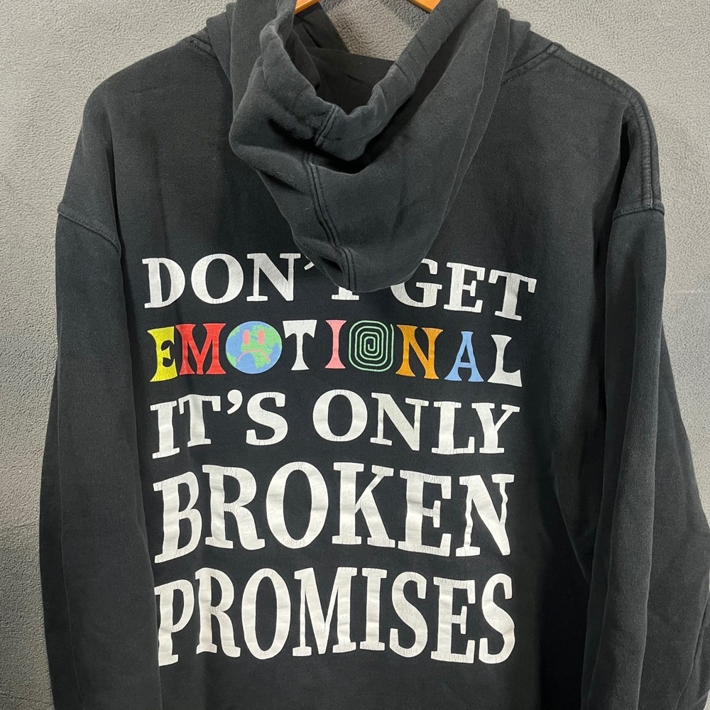 Broken Promises Emotional Black Pullover Hoodie Mens Streetwear Sweatshirt
